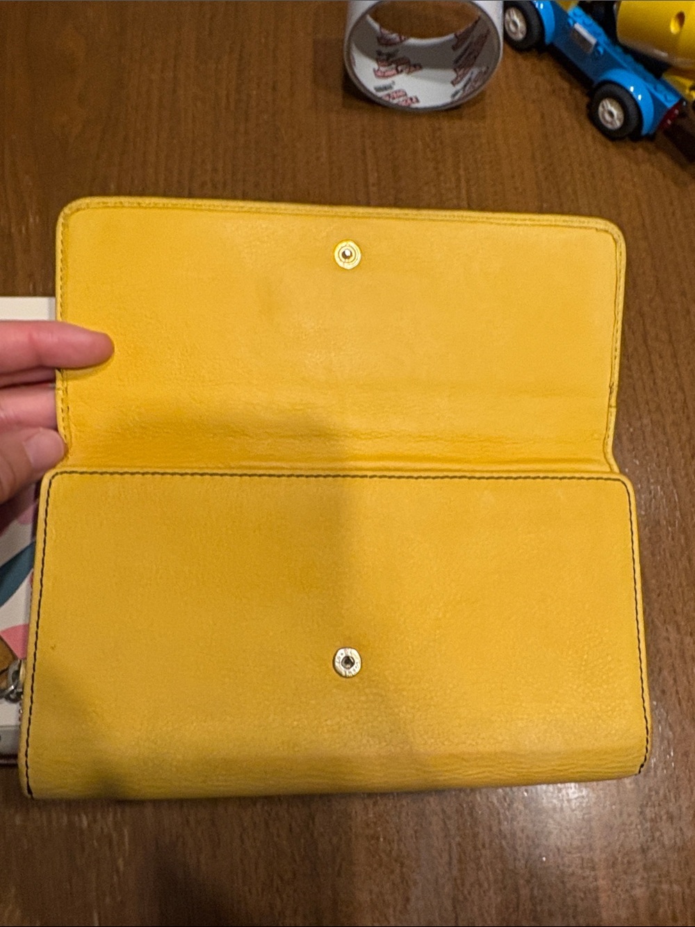 Loewe Mustard Yellow Leather Wallet with Embossed Logo - Picture 7 of 10